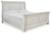 Robbinsdale Antique White King Sleigh Bed -  Ashley - Lara Furniture