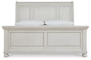 Robbinsdale Antique White King Sleigh Bed -  Ashley - Lara Furniture