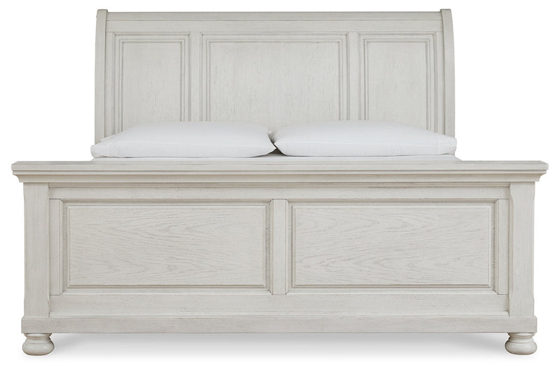 Robbinsdale Antique White King Sleigh Bed -  Ashley - Lara Furniture