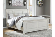 Robbinsdale Antique White King Sleigh Bed -  Ashley - Lara Furniture