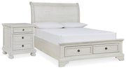 Robbinsdale Antique White Full Storage Bed and Nightstand from Ashley - Lara Furniture