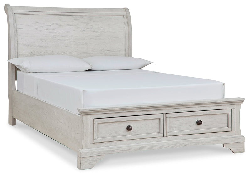 Robbinsdale Antique White Full Storage Bed and Nightstand from Ashley - Lara Furniture