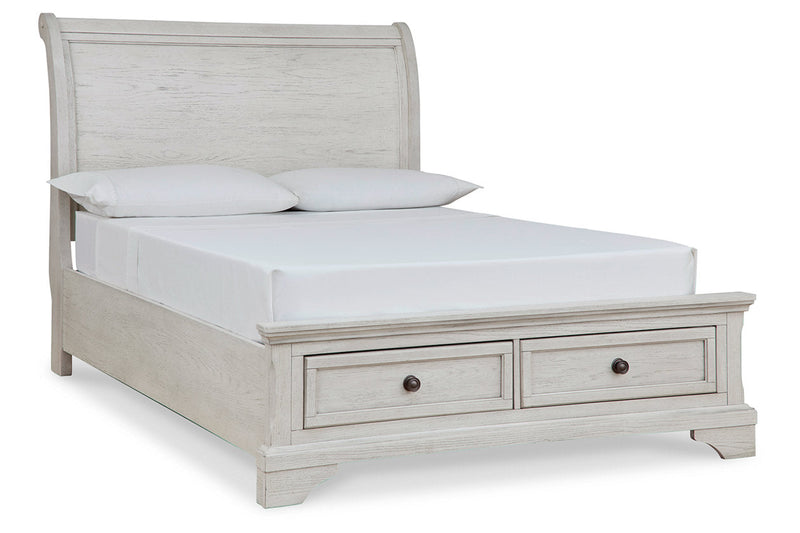 Robbinsdale Antique White Sleigh Storage Bedroom Set from Ashley - Lara Furniture