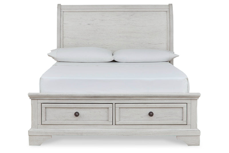 Robbinsdale Antique White Sleigh Storage Bedroom Set from Ashley - Lara Furniture