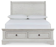 Robbinsdale Antique White Full Storage Bed and Nightstand from Ashley - Lara Furniture