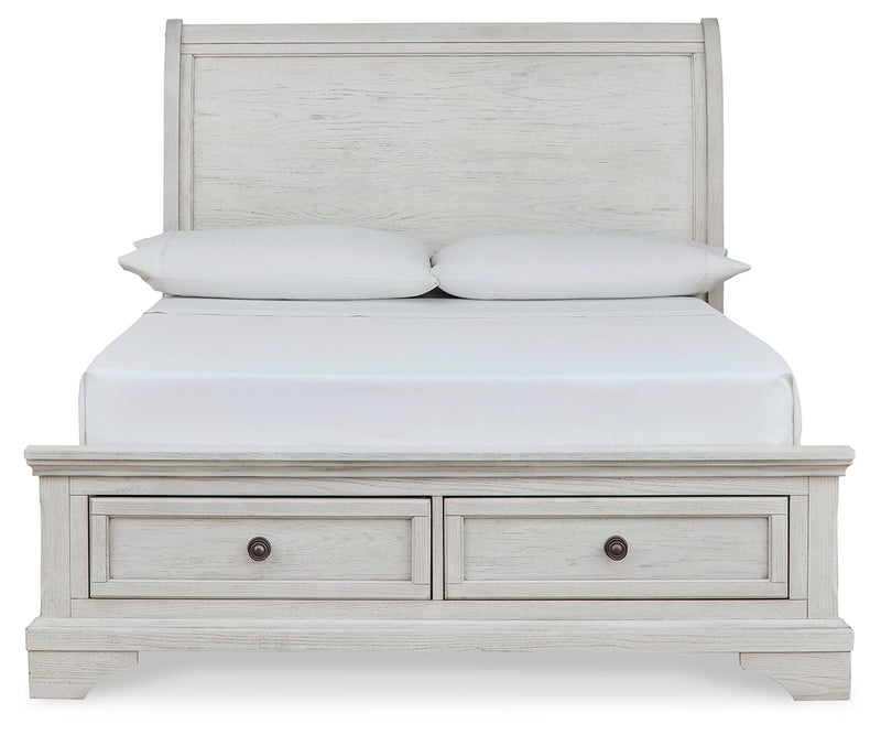 Robbinsdale Antique White Full Storage Bed and Nightstand from Ashley - Lara Furniture