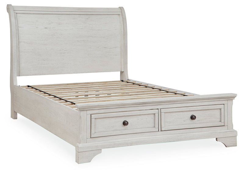 Robbinsdale Antique White Full Storage Bed and Nightstand from Ashley - Lara Furniture