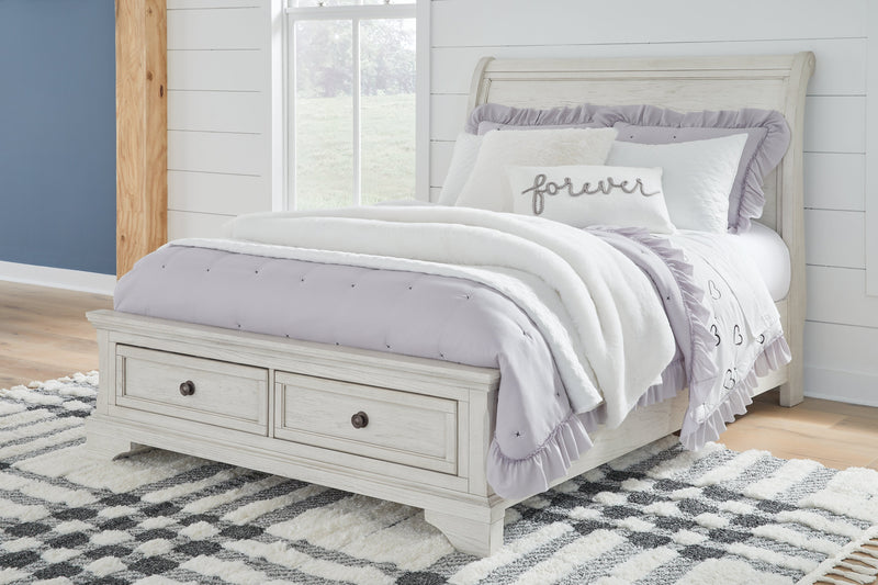Robbinsdale Antique White Full Storage Bed and Nightstand from Ashley - Lara Furniture