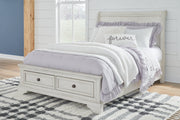 Robbinsdale Antique White Sleigh Storage Bedroom Set from Ashley - Lara Furniture