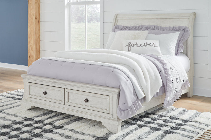 Robbinsdale Antique White Sleigh Storage Bedroom Set from Ashley - Lara Furniture
