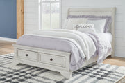 Robbinsdale Antique White Full Storage Bed and Nightstand from Ashley - Lara Furniture