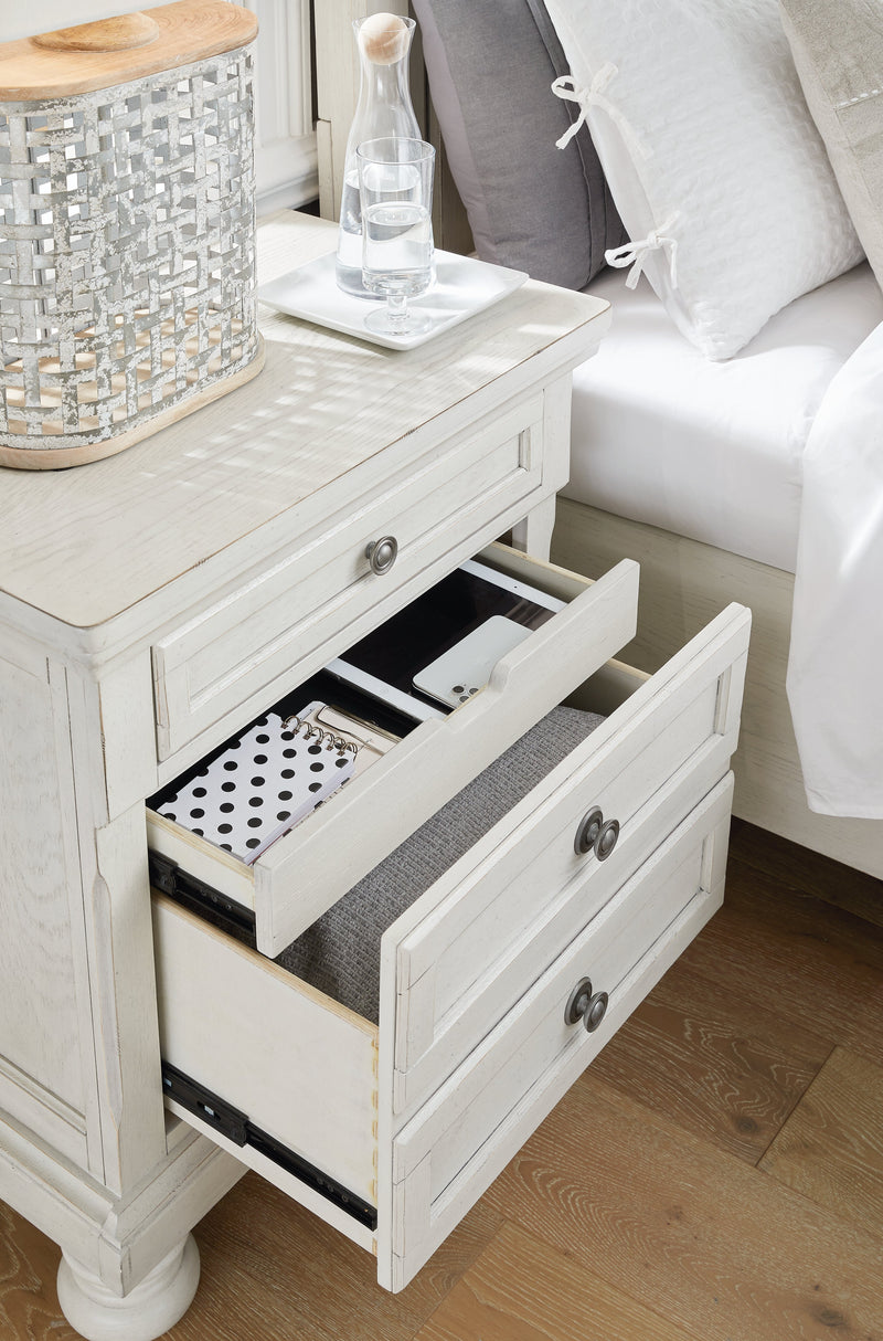 Robbinsdale Antique White Full Storage Bed and Nightstand from Ashley - Lara Furniture