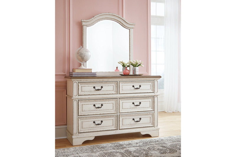 Realyn Chipped White Dresser and Mirror -  Ashley - Lara Furniture