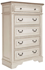 Realyn Chipped White Footboard Storage Platform Bedroom Set from Ashley - Lara Furniture