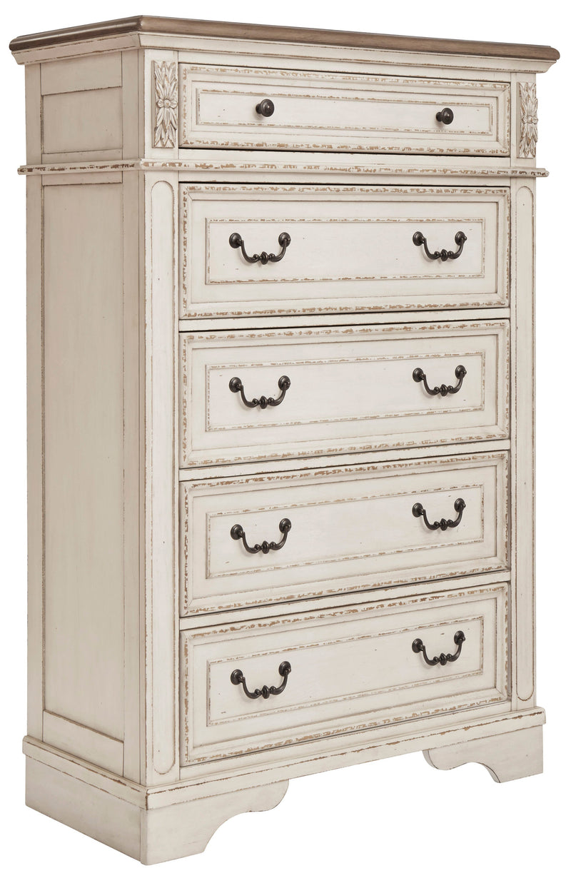 Realyn Chipped White Footboard Storage Platform Bedroom Set from Ashley - Lara Furniture