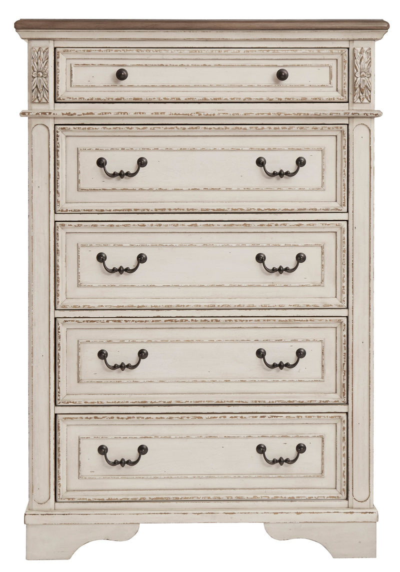 Realyn Chipped White Upholstered Panel Bedroom Set from Ashley - Lara Furniture