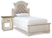 Realyn Two-tone Twin Upholstered Panel Bed and Nightstand from Ashley - Lara Furniture