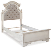 Realyn Two-tone Twin Upholstered Panel Bed and Nightstand from Ashley - Lara Furniture