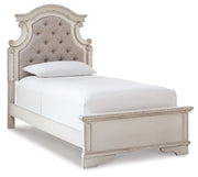 Realyn Two-tone Twin Upholstered Panel Bed and Nightstand from Ashley - Lara Furniture