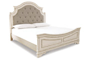 Realyn Chipped White California King Upholstered Panel Bed -  Ashley - Lara Furniture