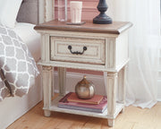 Realyn Two-tone Twin Upholstered Panel Bed and Nightstand from Ashley - Lara Furniture