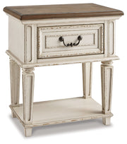 Realyn Two-tone Twin Upholstered Panel Bed and Nightstand from Ashley - Lara Furniture
