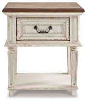 Realyn Two-tone Twin Upholstered Panel Bed and Nightstand from Ashley - Lara Furniture