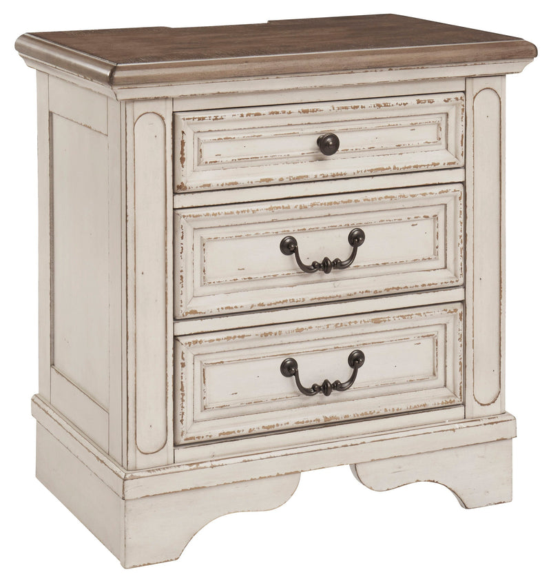 Realyn Chipped White Footboard Storage Platform Bedroom Set from Ashley - Lara Furniture