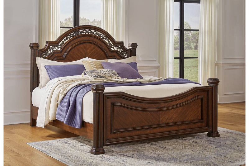 Lavinton Brown California King Poster Bed -  Ashley - Lara Furniture