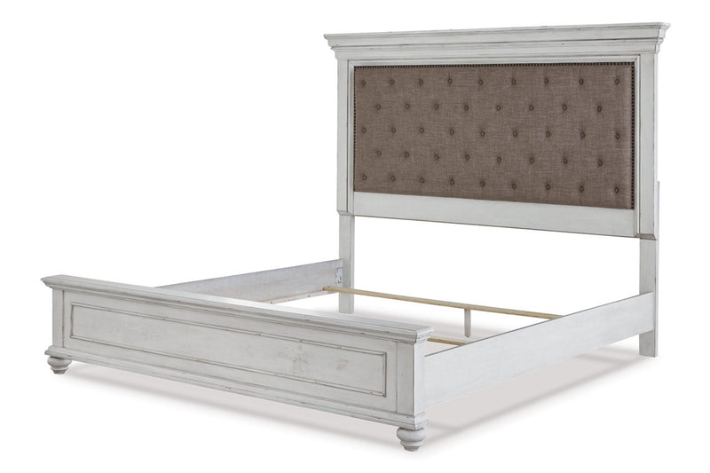 Kanwyn Whitewash Queen Panel Upholstered Bed - Lara FurnitureQueen Bed