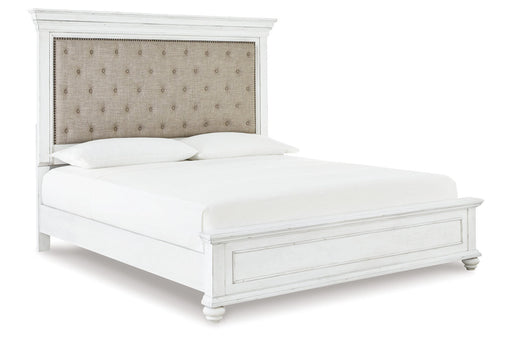 Kanwyn Whitewash California King Panel Bed from Ashley - Lara Furniture