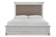 Kanwyn Whitewash Queen Panel Upholstered Bed - Lara FurnitureQueen Bed