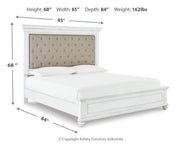 Kanwyn Whitewash King Upholstered Panel Bed, Dresser and Nightstand from Ashley - Lara Furniture