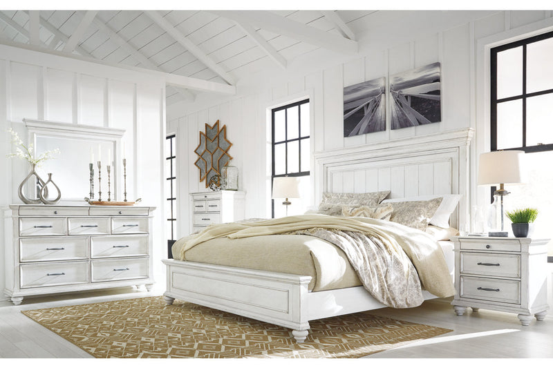 Kanwyn Whitewash California King Panel Bed -  Ashley - Lara Furniture