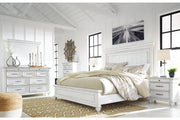 Kanwyn Whitewash California King Panel Bed -  Ashley - Lara Furniture