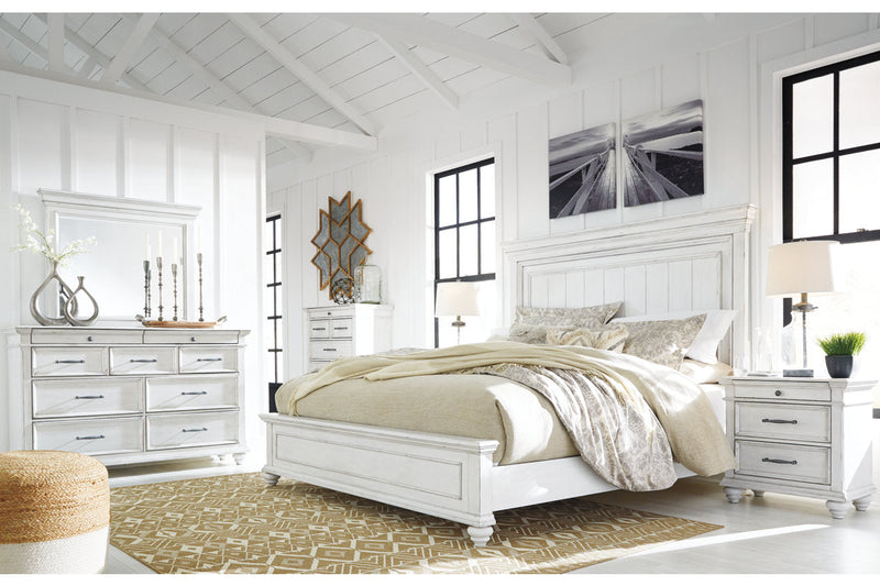 Kanwyn Whitewash California King Panel Bed -  Ashley - Lara Furniture