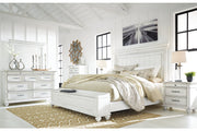 Kanwyn Whitewash California King Panel Bed with Storage Bench -  Ashley - Lara Furniture