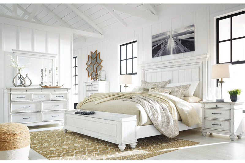 Kanwyn Whitewash California King Panel Bed -  Ashley - Lara Furniture