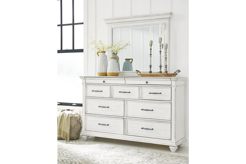 Kanwyn Whitewash Dresser and Mirror -  Ashley - Lara Furniture