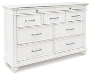 Kanwyn Whitewash King Upholstered Panel Bed, Dresser and Nightstand from Ashley - Lara Furniture