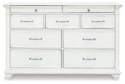 Kanwyn Whitewash King Upholstered Panel Bed, Dresser and Nightstand from Ashley - Lara Furniture
