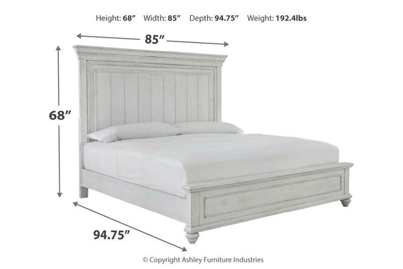Kanwyn Whitewash California King Panel Bed -  Ashley - Lara Furniture