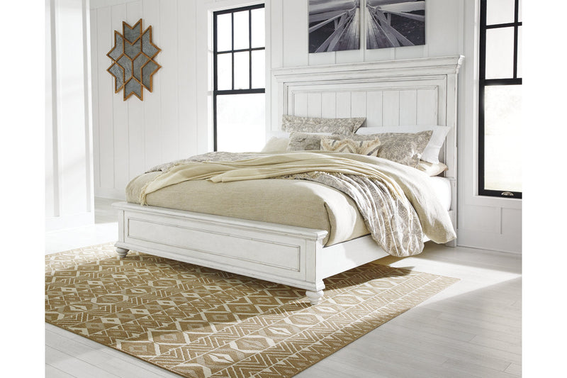 Kanwyn Whitewash California King Panel Bed -  Ashley - Lara Furniture
