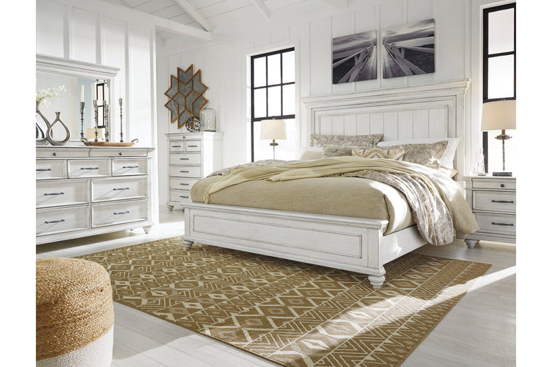 Kanwyn Whitewash California King Panel Bed -  Ashley - Lara Furniture
