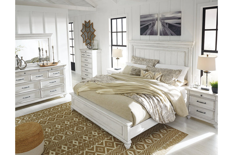 Kanwyn Whitewash California King Panel Bed -  Ashley - Lara Furniture