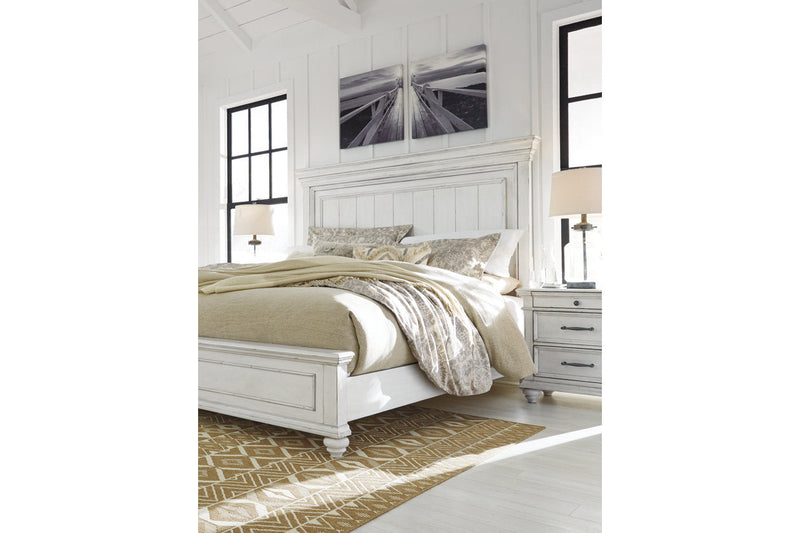 Kanwyn Whitewash California King Panel Bed -  Ashley - Lara Furniture