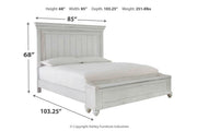 Kanwyn Whitewash California King Panel Bed with Storage Bench -  Ashley - Lara Furniture