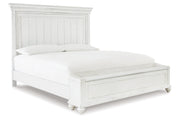 Kanwyn Whitewash California King Panel Bed with Storage Bench -  Ashley - Lara Furniture