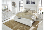 Kanwyn Whitewash California King Panel Bed with Storage Bench -  Ashley - Lara Furniture