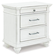Kanwyn Whitewash King Upholstered Panel Bed, Dresser and Nightstand from Ashley - Lara Furniture